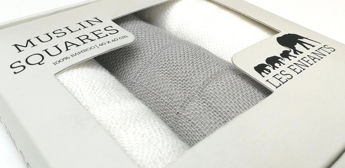 Muslin Squares Grey / White LES ENFANTS