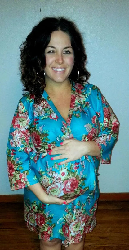 Blue Maternity Hospital Gown Delivery Robe Silkandmore