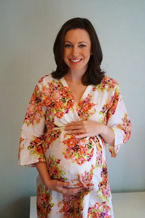 White Maternity Hospital Gown Delivery Robe Silkandmore