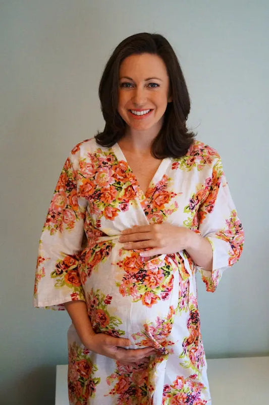 White Maternity Hospital Gown Delivery Robe Silkandmore