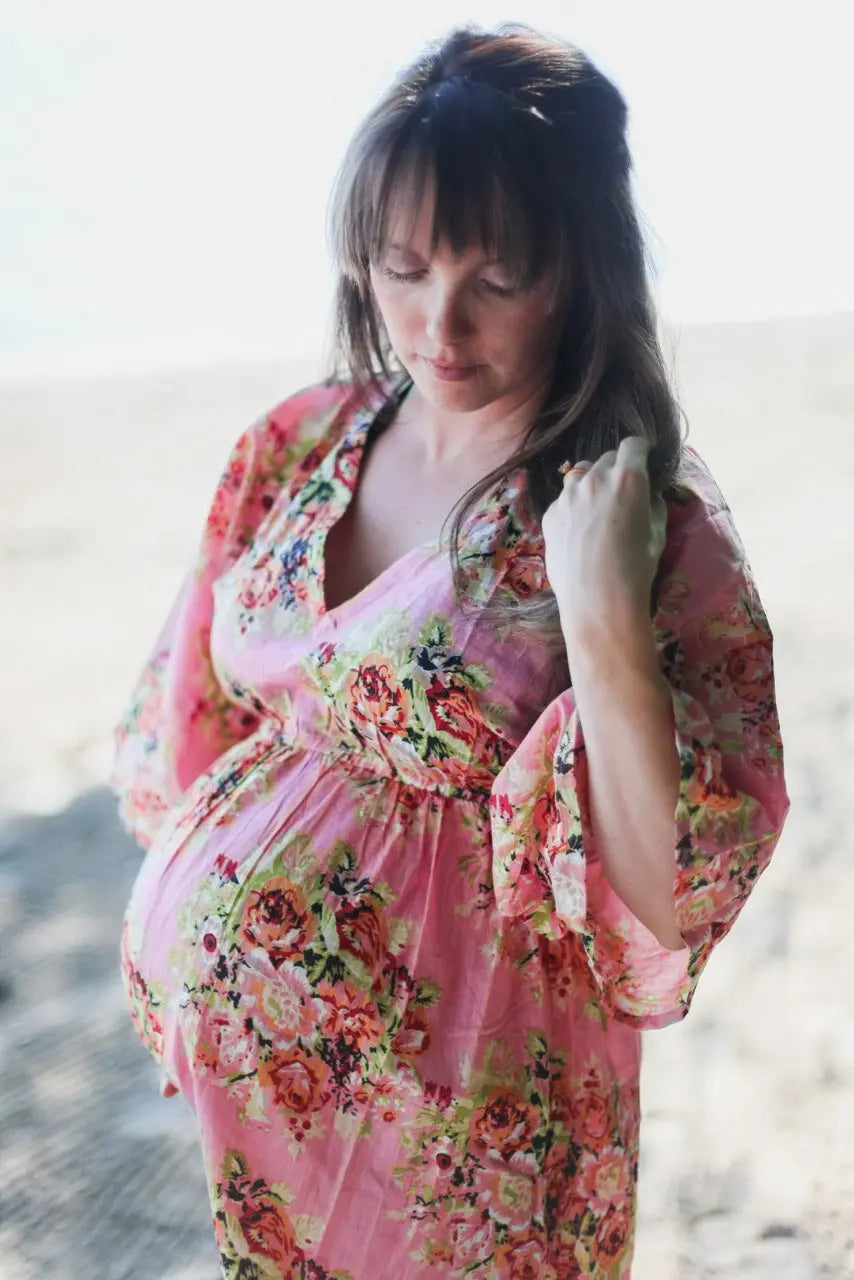 Floral Empire Waist Dress Butterfly Sleeves Maternity Kaftan Silkandmore