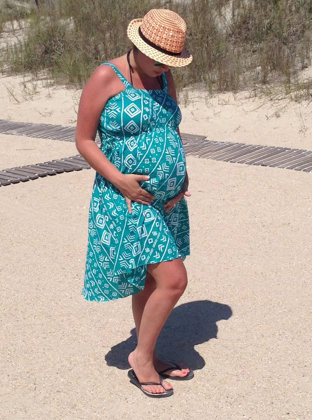 Teal Aztec Maxi Maternity Dress Silkandmore