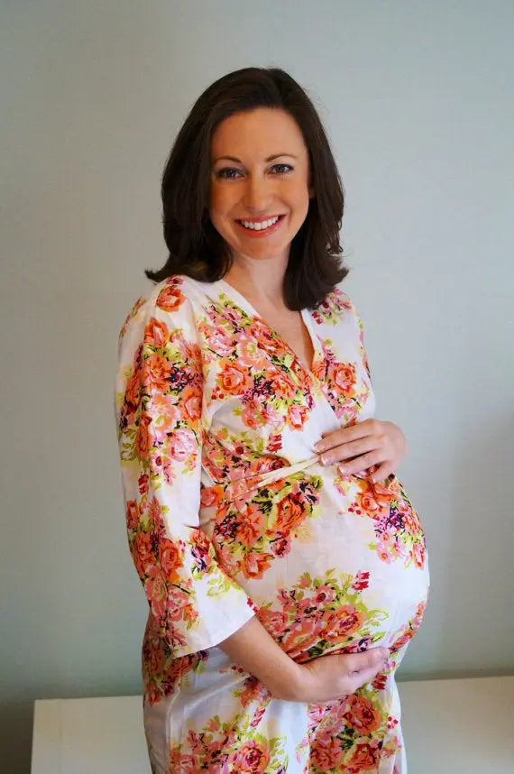 White Maternity Hospital Gown Delivery Robe Silkandmore