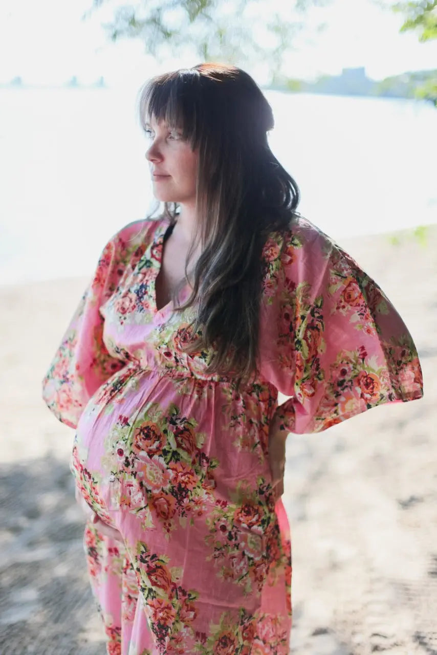 Floral Empire Waist Dress Butterfly Sleeves Maternity Kaftan Silkandmore