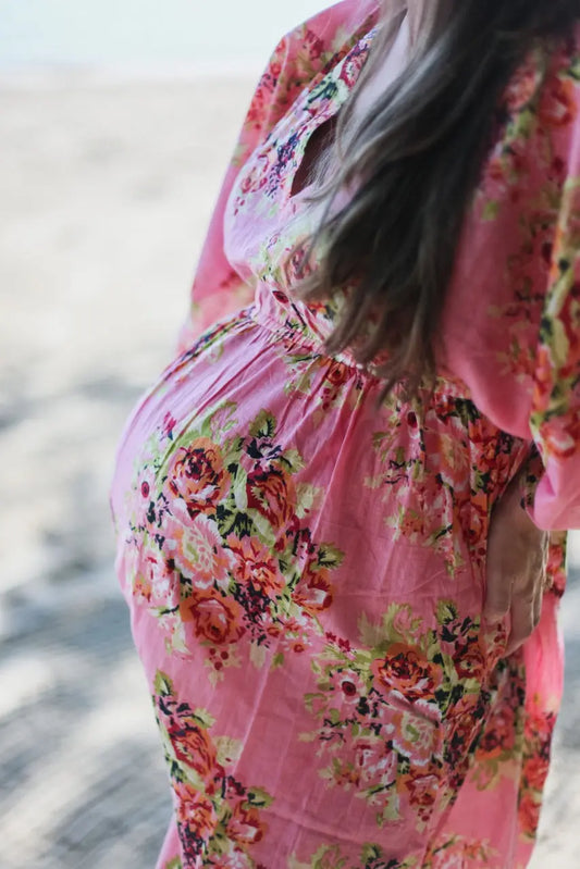 Floral Empire Waist Dress Butterfly Sleeves Maternity Kaftan Silkandmore