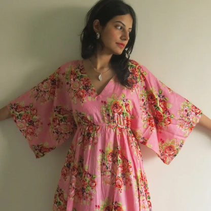Floral Empire Waist Dress Butterfly Sleeves Maternity Kaftan Silkandmore