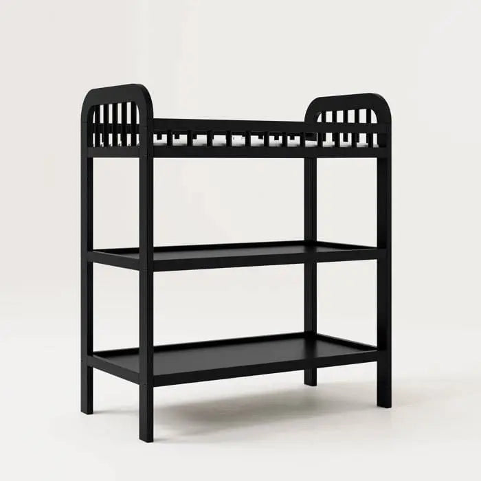 Baby Changing Table in Black Wood Finish with Safety Rail and Changing Pad My Store