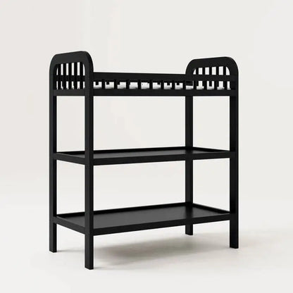 Baby Changing Table in Black Wood Finish with Safety Rail and Changing Pad My Store