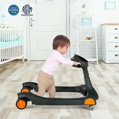 2-in-1 Foldable Activity Push Walker with Adjustable Height-Dark Gray My Store