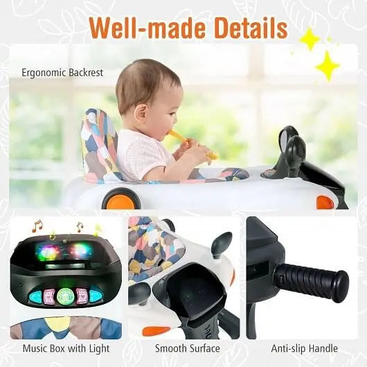 2-in-1 Foldable Activity Push Walker with Adjustable Height-Dark Gray My Store