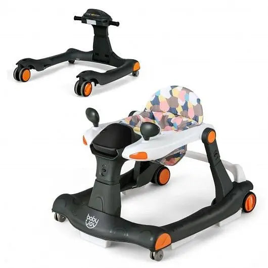 2-in-1 Foldable Activity Push Walker with Adjustable Height-Dark Gray My Store