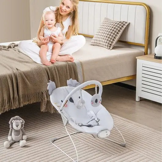 Portable Baby Bouncer Infant Rocker Seat with Detachable Toy Bar-Gray My Store