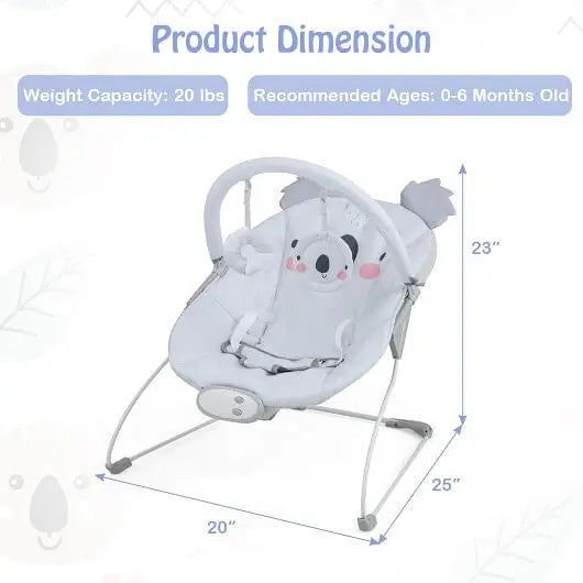 Portable Baby Bouncer Infant Rocker Seat with Detachable Toy Bar-Gray My Store