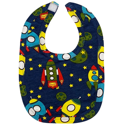 AnnLoren Baby Toddler Boy Space Ship Blanket & Bib Gift Set 2 pc Knit Cotton AnnLoren