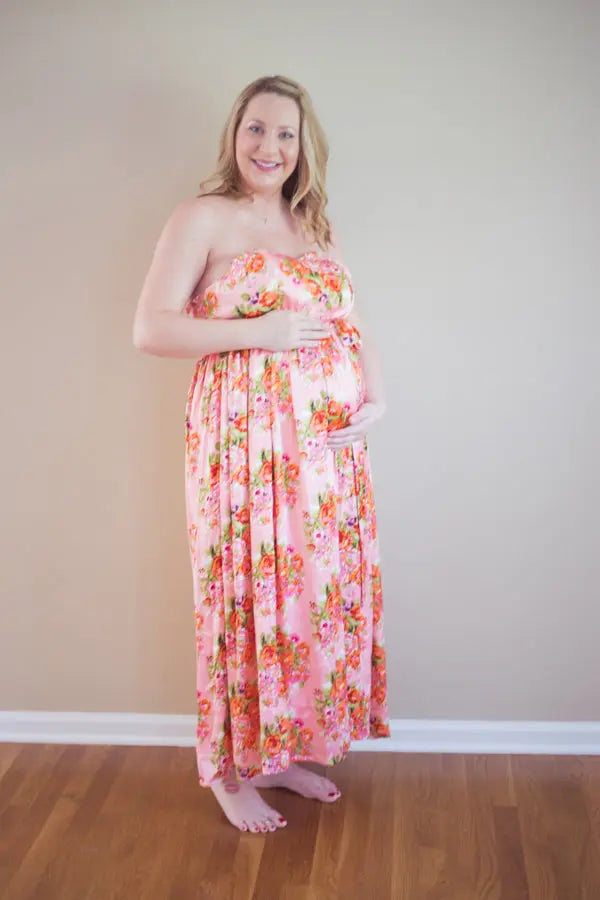 Pink Silk Maternity Maxi Sweetheart Dress Silkandmore