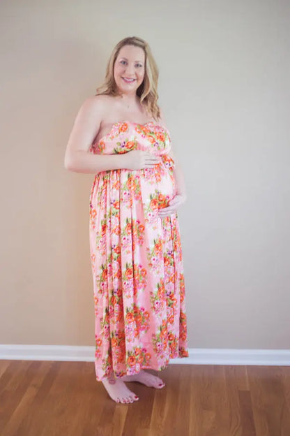 Pink Silk Maternity Maxi Sweetheart Dress Silkandmore