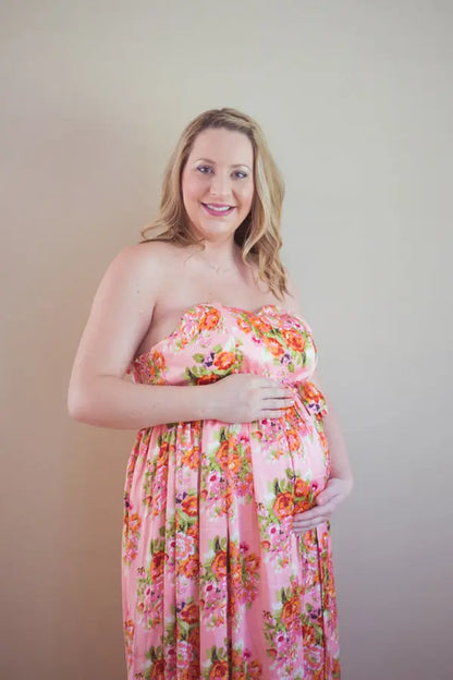 Pink Silk Maternity Maxi Sweetheart Dress Silkandmore