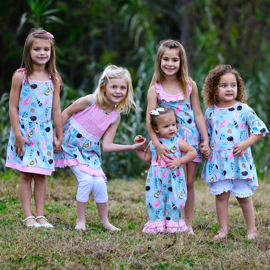 AnnLoren Girls Boutique Shells by the Seashore Jumpsuit Spring/Summer Romper