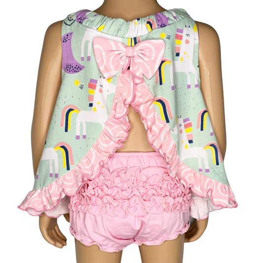 AnnLoren Baby and Big Girls Unicorn Swing Tank Top Spring Summer Separates