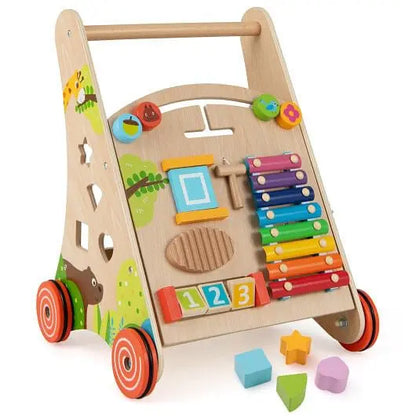 Wooden Push and Pull Baby Walker with Handle and Storage-Natural My Store