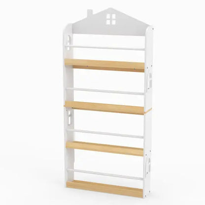 House-Shaped Kids Bookshelf with Anti-falling Baffles-White My Store