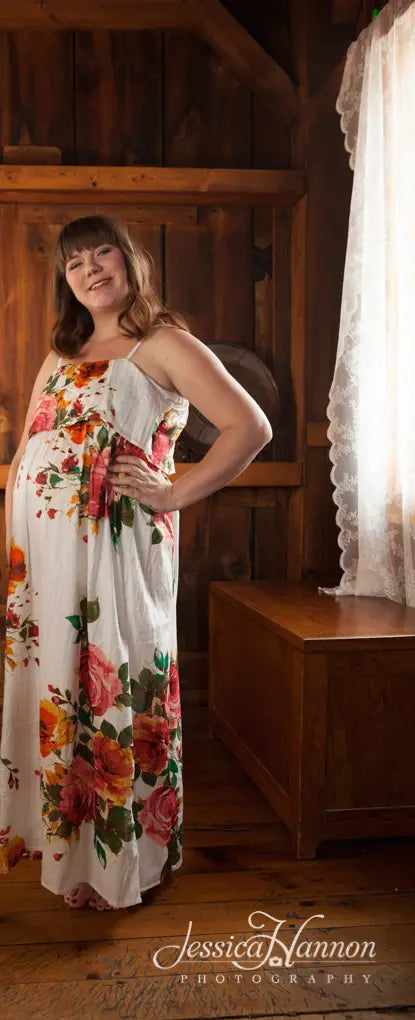 White Floral Summer Dress Long Maxi Strapless Maternity Dress Silkandmore