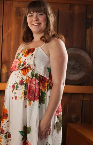 White Floral Summer Dress Long Maxi Strapless Maternity Dress Silkandmore