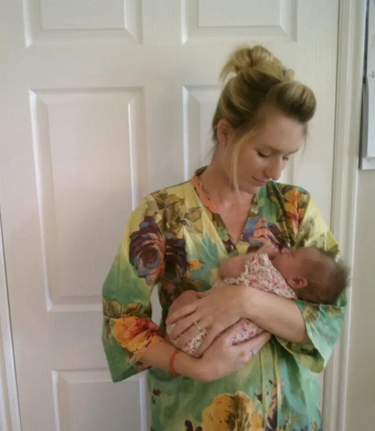 Maternity Shirt Crossover Robe Style - Green Silkandmore